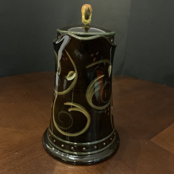 Chocolate Berries Ceramic Coffee Pot by DEMDACO - Hand-Painted, 8.5” Tall - Picture 4 of 7